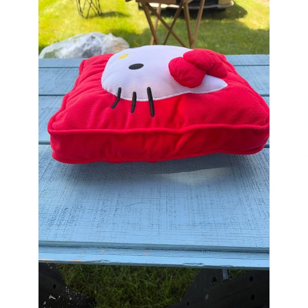 Sanrio Hello Kitty Red Square Plush Pillow Cushion with Back Pocket 12x12